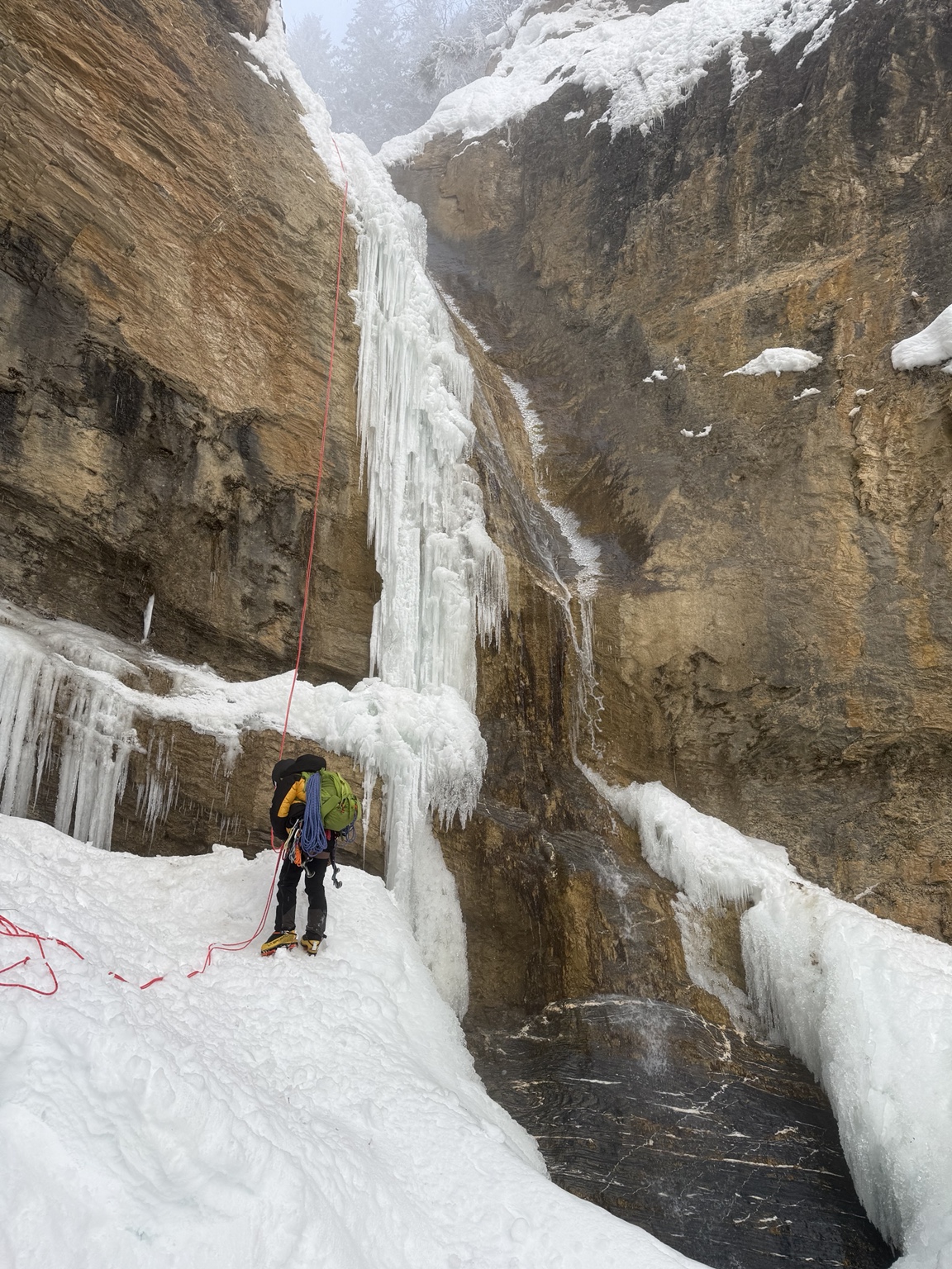 Sophie Fournier-Graillon beneath Ladies’ First Falls, about to make the first female ascent