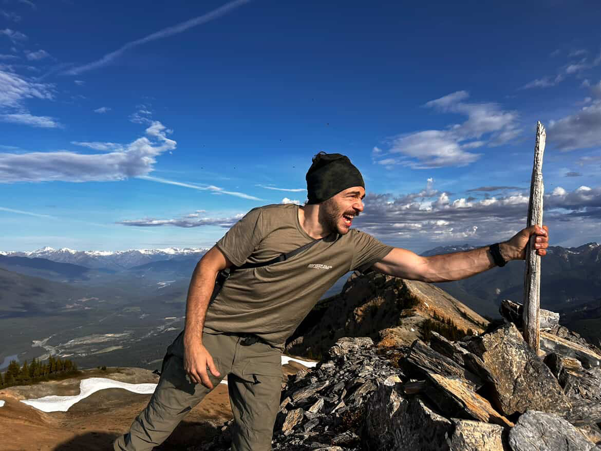 Camp host Noel at the Mount Willowbank summit